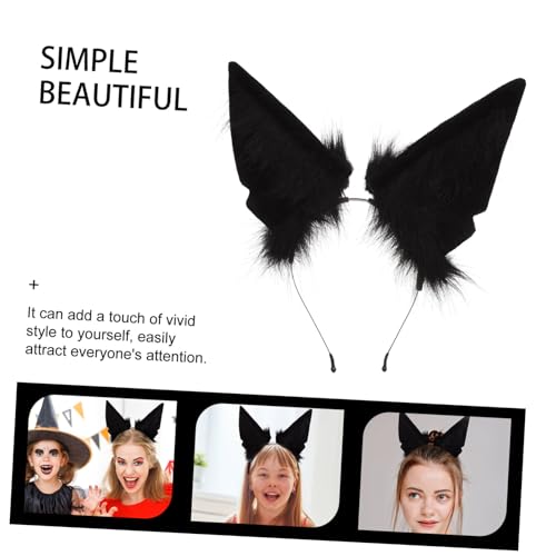 minkissy Plüsch Wolfsohren Haarreif Weiches Stirnband mit Realistischem Tierohren design Dekoratives Party accessoire für Karneval Halloween Cosplay und Bühnenauftritte von minkissy