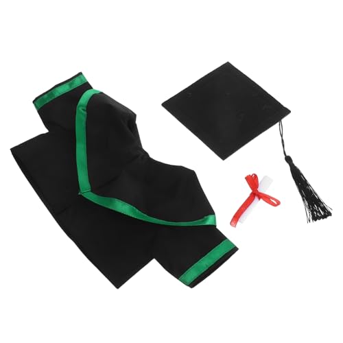 minkissy Plüschbär Abschlussoutfit Teilig mit Grünem Umhang Schwarzer Abschlusskappe und Urkunde Universelle für Stofftiere als Dekoration und Fotorequisite zur Abschlussfeier von minkissy
