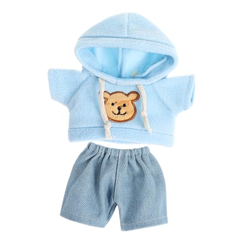 minkissy Plüschbär Puppenkleidungsset mit Abnehmbarem Hoodie und Jeanshose Weiches Kuscheltier Outfit Handgefertigte Austauschbare Kleidung für Plüschtiere und Puppen Kreative Spielkleidung von minkissy