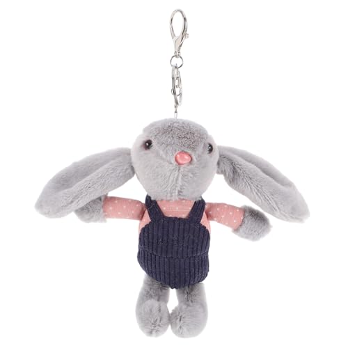 minkissy Plüschhase Schlüsselanhänger Kuschelspielzeug Weicher Hase mit Overalls Weiches Baumwollstoff Plüschtier Charm Anhänger für Deko von minkissy