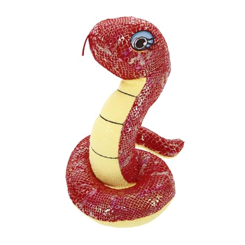 minkissy Plüschtier Schlange Jahr des Schlangentiers Rotes Kuscheltier Sensory Stuffed Animal Realistisches Fake Schlange Dekoration für Party und Festival von minkissy