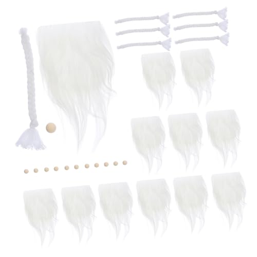 minkissy Pre Cut GNOME Bart Weiß DIY Zwergenbart Bastelset mit Zöpfen Holzperlen für Handgemachte Zwergendeko Weihnachtsfest von minkissy