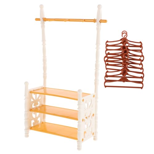 minkissy Puppen Kleiderstange mit Kleiderbügeln Europäischer Stil Großes Fassungsvermögen für Puppenkleidung und Accessoires Robustes Organizer Zubehör für Puppenhaus von minkissy
