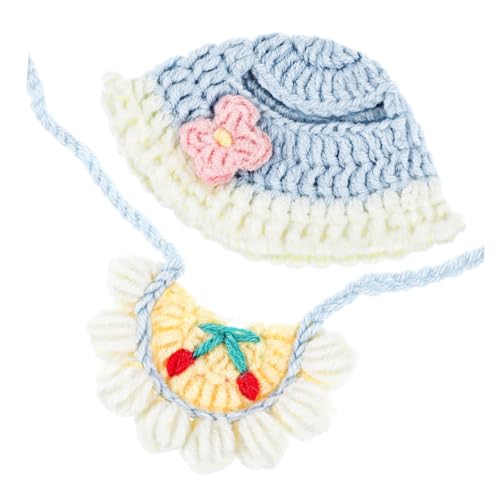 minkissy Puppen Kleidung Set Häkelmütze und Spucktuch für Miniatur Puppen Weiches Baumwollgarn Outfit Vielseitig und Plüschtiere Langlebig und Stilvoll von minkissy
