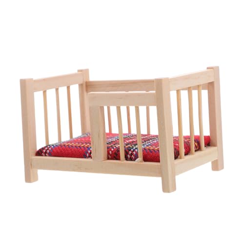 minkissy Puppenhaus Babybett Miniatur Holz Babywiege mit Realistischem Design Detailgetreu Geeignet für Puppenhaus Dekoration und Sammlerstücke Kreatives Zubehör für Miniaturzimmer von minkissy