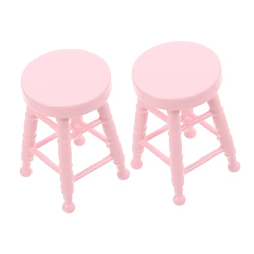 minkissy Puppenhaus Hocker Rund Design Stuhl Für Miniatur Cafés Bars Wohnzimmer Rosa Realistische Micro Szene Möbel von minkissy