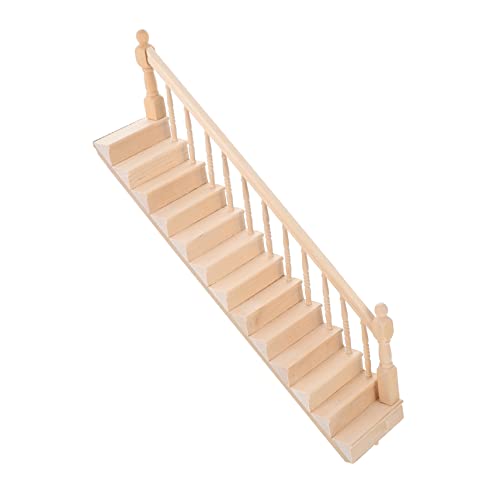 minkissy Puppenhaus Mini Treppe aus Holz Sichere DIY Möbel Accessoires Detailgetreues Landschafts Layout Geländer Kinderfreundlich Stilvoll und Praktisch für Puppenhaus Zubehör von minkissy