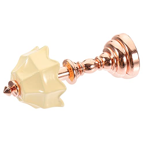 minkissy Puppenhaus Miniatur Tischlampe Metall Stil Roségold mit Beige Lampenschirm Miniatur Zubehör für Puppenhaus Dekoration und Bastelsets von minkissy