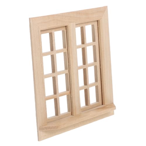 minkissy Puppenhaus-Modell Puppenhausfenster Miniaturtüren und -Fenster winzig Fenster und Türen für Puppenhäuser Miniaturfenster Mini -Dekoration Miniatur-Fensterpuppenhaus hölzern Khaki von minkissy
