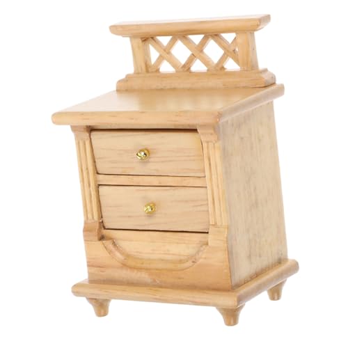 minkissy Puppenhaus Möbel Modell Handgefertigtes Zweistöckiges Mini Bedside Cabinet in Naturholz Dekoratives Puppenhaus Zubehör Kompakt und Langlebig von minkissy