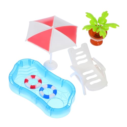 minkissy Puppenhaus Schwimmbad Zubehör Miniatur Pool mit Sonnenschirm Strandstuhl und Schwimmreifen Kinderspielzeug für DIY Garten und Puppenhaus Dekoration Plastikfrei und minkissy Puppenhaus Schwimmbad Zubehör Miniatur Pool mit Sonnenschirm Strandstuhl und Schwimmreifen Kinderspielzeug für DIY Garten und Puppenhaus Dekoration Plastikfrei und von minkissy