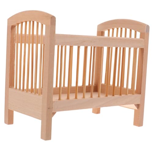 minkissy Puppenhaus Zubehör Holz Babybett für Kreative Rollenspiele für Kinderzimmer Dekoration Hochwertige Miniature Crib von minkissy