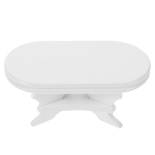 minkissy Puppenhausmöbel Ovaler Couchtisch Holzmodell Zubehör für Küche Wohnzimmer und Kinderzimmer Weißes Miniaturmöbelstück für Deko minkissy Puppenhausmöbel Ovaler Couchtisch Holzmodell Zubehör für Küche Wohnzimmer und Kinderzimmer Weißes Miniaturmöbelstück für Deko von minkissy