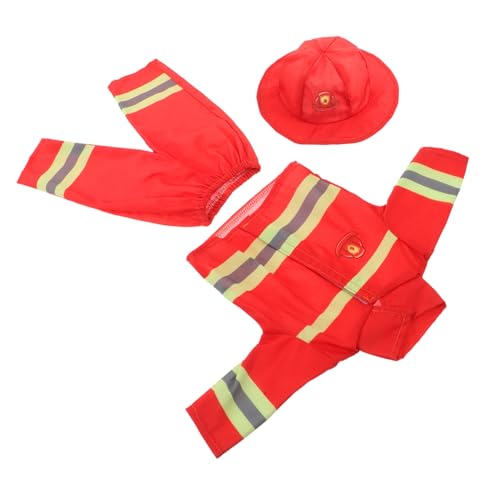 minkissy Puppenkleidung Feuerwehrmann Kostüm mit Helm Feuerwehr Rollenspiel Outfit für Mädchen Authentisches Feuerwehr Uniform für Puppen Vielseitiges Verkleidungsspielzeug von minkissy