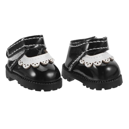 minkissy Puppenschuhe Mini PU Ballerinas Schwarz für Puppe Leichte Austausch-Schuhe Vielseitige Accessoires für Puppenhaus Kostüm Dekoration von minkissy