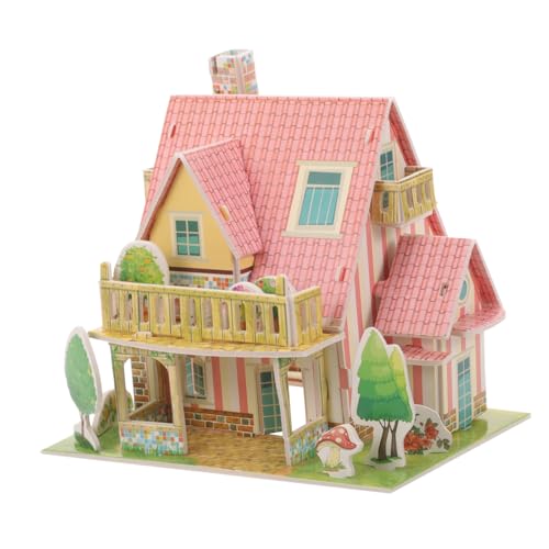 minkissy Puzzle Haus Modell Bausatz DIY Cartoon Garten Villa Bastelspielzeug zum Selberbauen und Dekorieren von minkissy