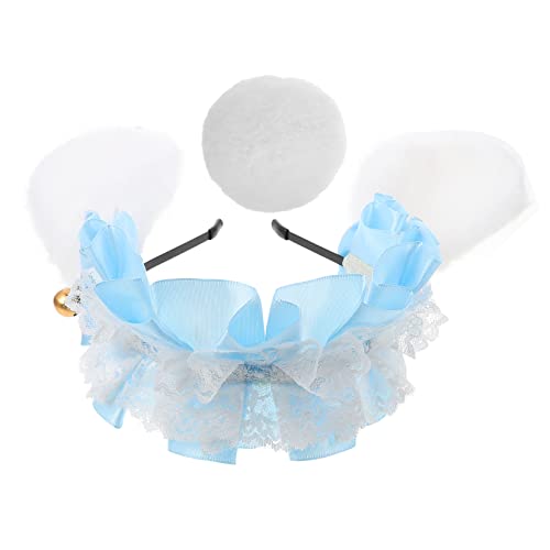 minkissy Rabbit Ear Haarschmuck Set Niedliches Cosplay mit für Karneval Halloween und Fotopartys Lustiges Kostümzubehör Weiß und Himmelblau von minkissy
