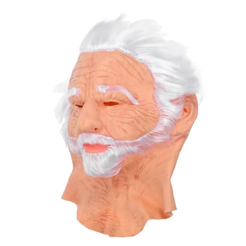 minkissy Realistische Alte Mannmaske Mit Weißem Haarbart, Halloween-gesichtsbedeckung Für Erwachsene, Gruselige Falten, Cosplay-kostüm-requisite Für Maskenpartys, Rollenspiele von minkissy