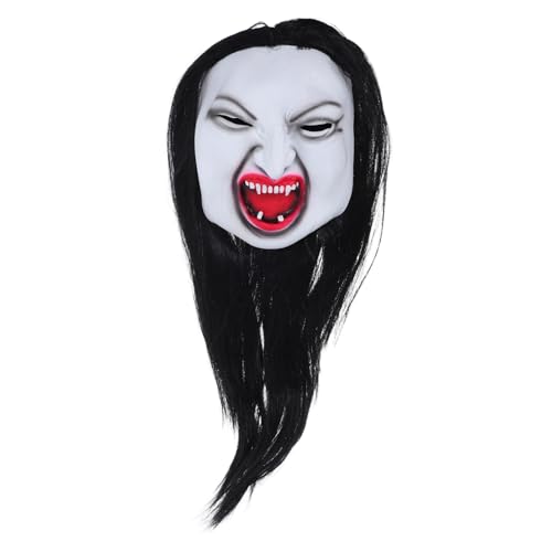 minkissy Realistische Horror Frauenmaske mit Langen Haaren Gruselige Halloween Kopfbedeckung für Maskenbälle Kostümpartys und Bühnenaufführungen minkissy Realistische Horror Frauenmaske mit Langen Haaren Gruselige Halloween Kopfbedeckung für Maskenbälle Kostümpartys und Bühnenaufführungen von minkissy