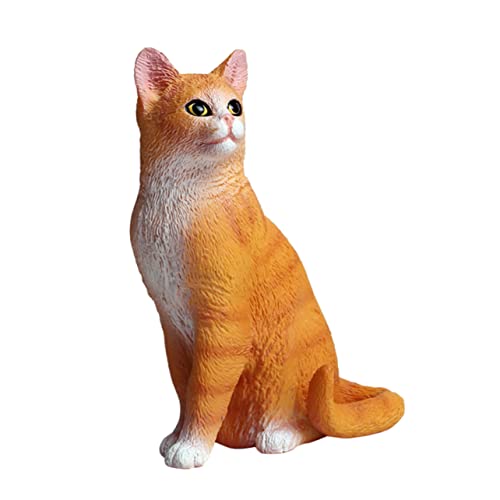 minkissy Realistische Katzenfigur Deko Kunststoff Kätzchen Statue für Kinderzimmer und Wohnzimmer Stabile Sitzende Gelbe Katze Desktop Dekoration Kinderfreundliches Lernspielzeug von minkissy
