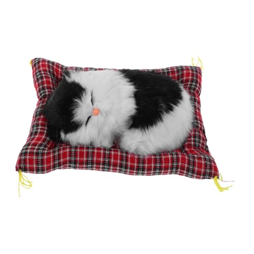 minkissy Realistische Katzenfigur mit Interaktivem Miauen Weicher Stofftier-katzenmodell mit Kleinem Kissen Dekoratives Plüschtier für Wohnzimmer Büro und Sammler Lebensechte Simulation von minkissy
