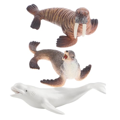 minkissy Realistische Meerestiere Figuren mit Walross und Belugawal Handbemalte Miniatur Tiere Robustes für Party Pädagogisch und Vielseitig Verwendbar von minkissy