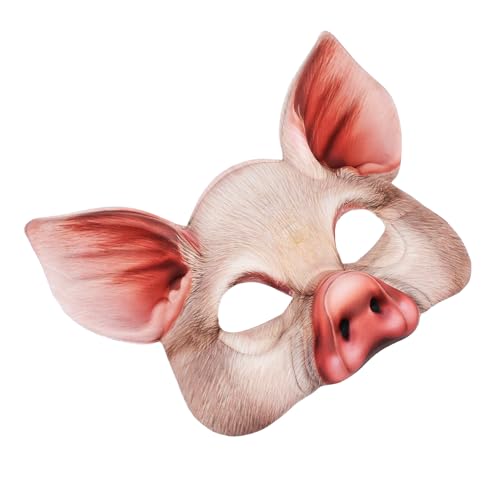 minkissy Realistische Schwein Halbgesichts-maske Halloween Tierkostüm Masquerade Party Cosplay Maske für Erwachsene Farm Animal Mask Fotorequisite Karneval von minkissy