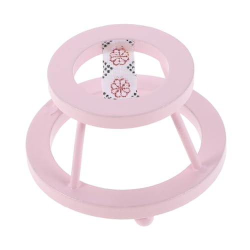 minkissy Realistischer Puppenhaus Lauflernwagen aus Holz Miniatur Möbelmodell Stabiles für Teilig Rosa Zubehör für Puppenhaus Spielset von minkissy