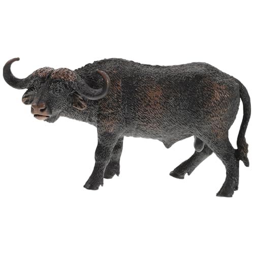 minkissy Realistisches Afrikanisches Wasserbüffel Modell Figur Tierornament Dekoration Standfest Plastisches Wildtier für Zuhause und Büro von minkissy