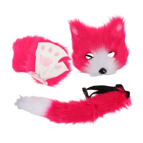 minkissy Realistisches Fuchsmasken Set Teilig mit Maske und Handschuhen aus Atmungsaktivem Material für Erwachsene für Halloween Cosplay und Karnevalspartys von minkissy