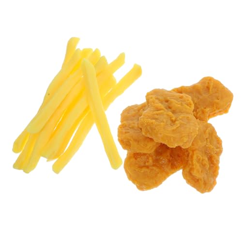 minkissy Realistisches Teiliges Spielset Künstliche Pommes Frites und Hähnchenstücke aus Kindersicherem PVC für Tischdekoration und Fotorequisiten Vielseitig Kombinierbar Detailgetreue von minkissy