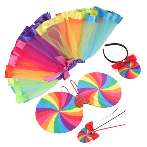 minkissy Regenbogen Kostüm Set Teilig mit Tüllrock Flügeln Zauberstab und Haarreif Leichtes und Stoffmaterial für Fasching Geburtstagsfeiern und Mottopartys minkissy Regenbogen Kostüm Set Teilig mit Tüllrock Flügeln Zauberstab und Haarreif Leichtes und Stoffmaterial für Fasching Geburtstagsfeiern und Mottopartys von minkissy