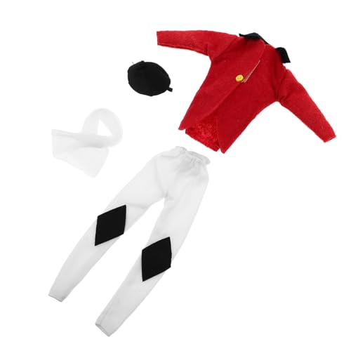 minkissy Reitausstattung Puppen Rotes Pferdereit-Outfit mit Jacke Beinbekleidung und Schal Weiche Festliche Babypuppen-zubehör für Dress-up und Sammler von minkissy