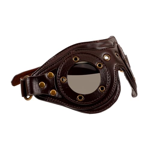 minkissy Retro-Brille Steampunk-Brille Schutzbrille Prop Party Halloween-Brille Vintage -Brille Schutzbrille für Männer Cosplay-Brille frauen brille Brillenkostüm PU-Leder von minkissy