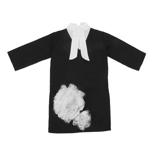 minkissy Richter Kostüm Realistischer Anwaltsmantel mit Perücke Gerichtssaal Rollenspiel Outfit für Halloween Berufstag Schulaufführungen Unisex Jungen Mädchen von minkissy