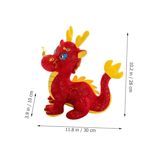 minkissy Rotes Kuscheltier Drache Plüschfigur Neujahr Deko Stofftier Familien Niedliches Drachen Jahresmaskottchen von minkissy