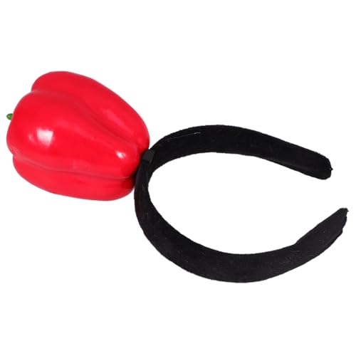 minkissy Rotes Paprika-Stirnband wellig Chili-Stirnband Karikatur Chili-Haarband Stirnbänder Simulations-Lebensmittelzubehör Simulation von Lebensmittel-Haarspangen Schwamm von minkissy