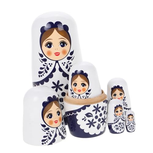 minkissy Russische Nesting Dolls Holzspielzeug für Handbemalte Matryoshka Puppen Teilig Traditionelles DIY Holzset Dekoratives Kinderzimmer Ornament von minkissy