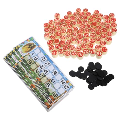 minkissy Russisches Lotto Spielset aus Holz mit Zahlenchips Familien Bingo Spiel Zubehör für Gesellige Runden Langlebig und Vielseitig für Spiel Lernzwecke von minkissy