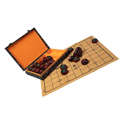 minkissy Schachspiel Set aus Holz Traditionelles Chinesisches Schach für Erwachsene mit Klappbarem Brett für Brettspiel für Drinnen und Draußen von minkissy