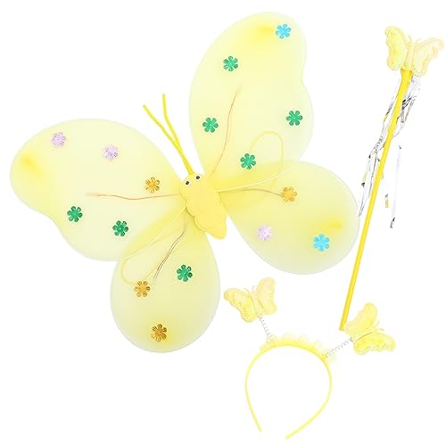 minkissy Schmetterlingsflügel für Damen und Erwachsene Glitzerndes Feenkostüm mit Flügeln Zauberstab und Haarreif Gelb Leichte Cosplay Accessoires Batterie für Karneval und Mottoparty minkissy Schmetterlingsflügel für Damen und Erwachsene Glitzerndes Feenkostüm mit Flügeln Zauberstab und Haarreif Gelb Leichte Cosplay Accessoires Batterie für Karneval und Mottoparty von minkissy