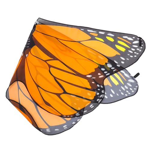 minkissy Schmetterlingsumhang Halloween Kostüm Flügel Cape für Mädchen Leichtes Bequemes Cosplay Zubehör für Fasnacht Mottoparty Karneval und Bühnenauftritte Oranges Design von minkissy