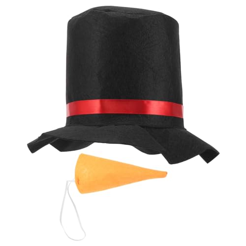 minkissy Schneemann-Hut Schneemann Cosplay Mütze Hut Frauen Kappe Weihnachtshüte hat Bastelhüte Stoff Schwarz von minkissy