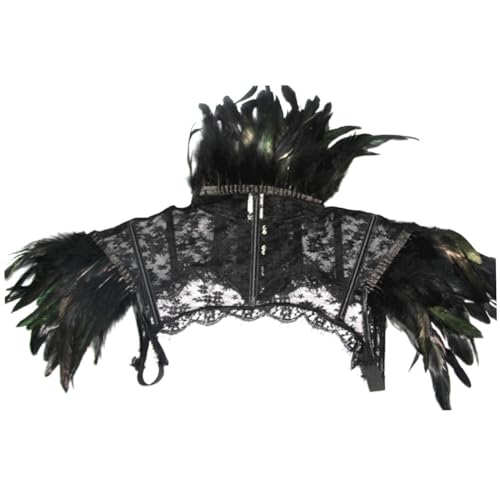 minkissy Schwarzer Cosplay Umhang mit Spitze und Federn Bequemes Tragegefühl für Halloween Themenpartys und Kostümveranstaltungen für Damen minkissy Schwarzer Cosplay Umhang mit Spitze und Federn Bequemes Tragegefühl für Halloween Themenpartys und Kostümveranstaltungen für Damen von minkissy