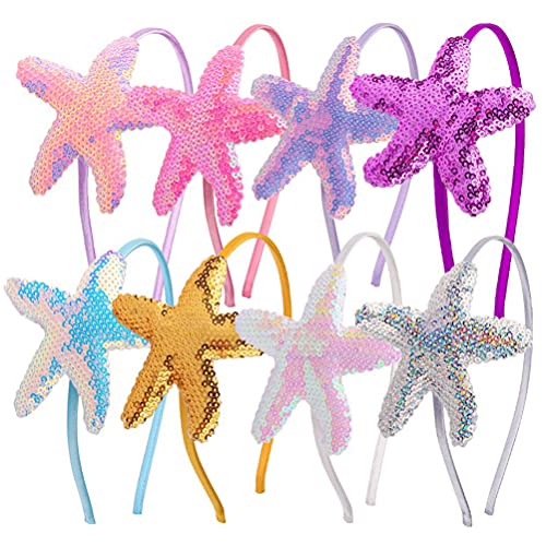 minkissy Seestern Stirnband 8Pcs Pailletten Muschel Stirnband Marine Tier Haarband Meerjungfrau Hoop Kopfschmuck Haar Zubehör Meerjungfrau Cosplay Kostüm für Mädchen Geburtstag von minkissy