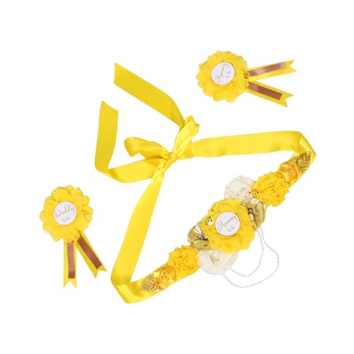 minkissy Shower Schärpe und Corsage Set für Schwangere Weicher Polyester Sash mit Blumenmotiv Gelb Komfortabel und Stilvoll für Schwangerschaftsfotos und Party und Elegant minkissy Shower Schärpe und Corsage Set für Schwangere Weicher Polyester Sash mit Blumenmotiv Gelb Komfortabel und Stilvoll für Schwangerschaftsfotos und Party und Elegant von minkissy