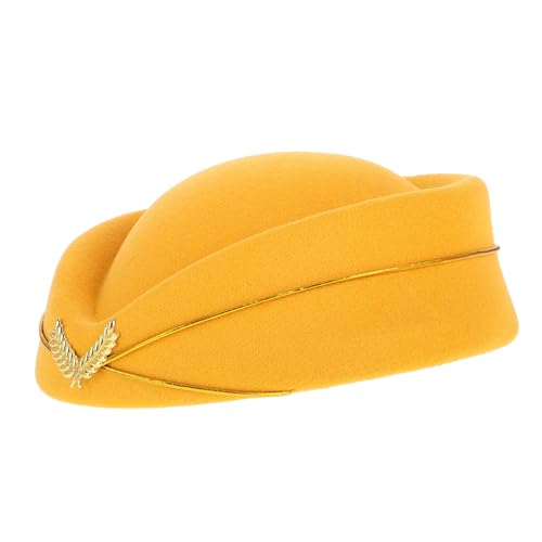 minkissy Stewardess Hut aus Kunstfilz Elegante Damen Kappe für Kostüm für Halloween Bühnenauftritte und Themenpartys Bequem und Stylisch von minkissy