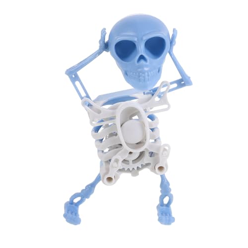 minkissy Tanzendes Skelett Schwingendes Skelett Aufziehspielzeug für Schreibtischdekoration Spaßiges Halloween Dekorationsstück Nachtlichtblau für Schreibtische und Regale von minkissy