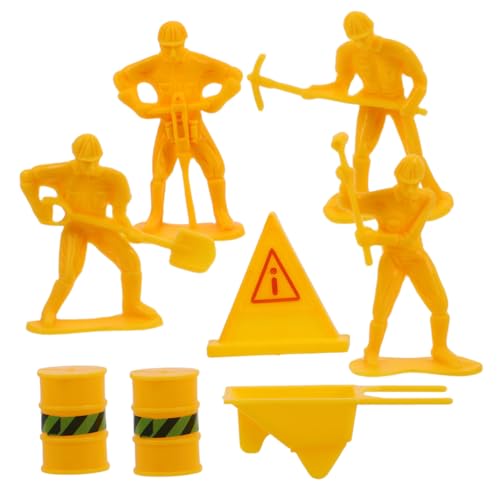 minkissy Teiliges Mini Bauarbeiter Figuren aus Robustem Kunststoff Realistische Baustellen dekoration für Geburtstagsfeiern Detailreiche Miniatur Arbeiter für Tisch Partygestaltung von minkissy