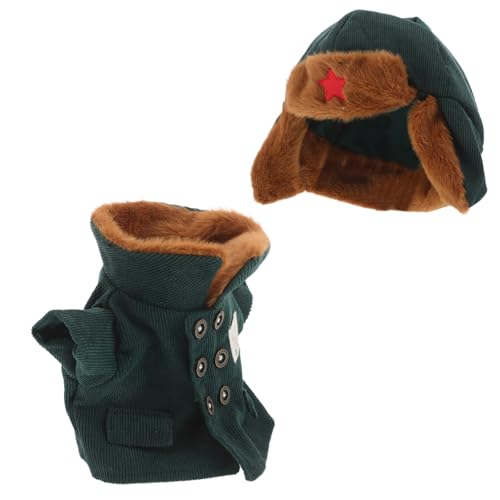 minkissy Teiliges Puppen Armee Kostüm Weicher Winter Mantel mit Mütze aus Polyester Kreatives Outfit für Kuscheltiere und Puppen Fördert Fantasie Spiel Lernspaß von minkissy